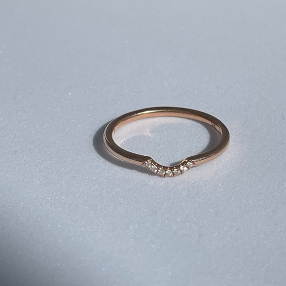 14k Rose Gold and Diamond Bump Band - Picture 2 of 6